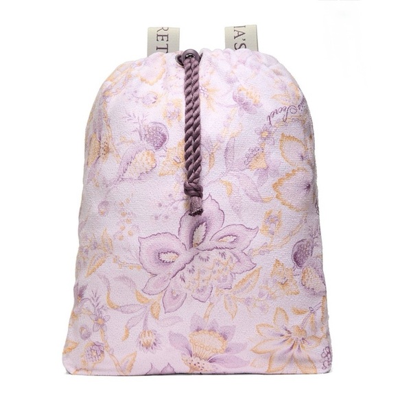 Victoria’s Secret 2 in 1 Beach Towel Backpack Pool Bag Purple Floral NWT - Picture 1 of 9